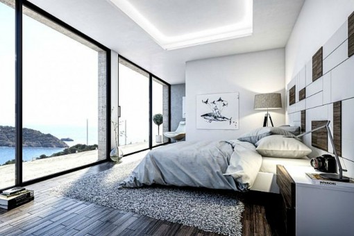 Großes Schlafzimmer mit Meerblick